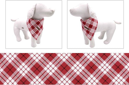 Lionet Paws Christmas Dog Bandana Washable Cotton Handkerchief Scarf Triangle Bandana for Small Medium Large Dogs Red Grid