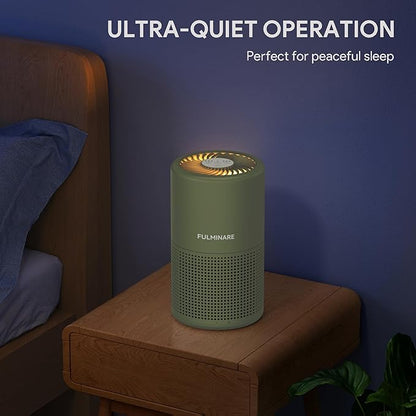 FULMINARE Air Purifiers for Home Bedroom H13 HEPA Air Purifier, 3 Speeds, Timer, 24dB, Small Mini Air Purifier with Night Light, Sage Green
