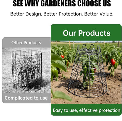 4 Pcs 11.6"×11.6" Plant Protectors from Animals, Sturdy Metal Plant Cages for Outdoor Plants, Reusable Wire Garden Cloches, Plant Protector to Keep Squirrels, Rabbits, Birds, Black