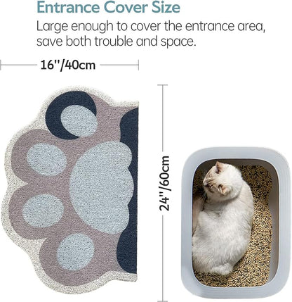 Cute Cat Litter Mat 24”x16”, Litter Box Mat, Litter Trapping Mat, Soft on Kitty Paws, Easy Clean, Anti Slip, Pet Accessories, Door Floor mats - Blue Grey60*40