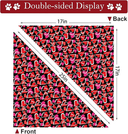 Valentines Dog Bandana Reversible Triangle Bibs Scarf Mother's Day Bandanas for Medium Large Dogs