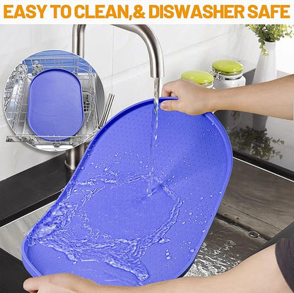 Hubulk 100% Waterproof Silicone Pet Feeding Mat with Raised Edge for Food and Water, Dog Bowl Mats, Cat Bowls Placemat with High Lip Protects Floor for Cats and Dogs (Purple, 24" L x 16" W)