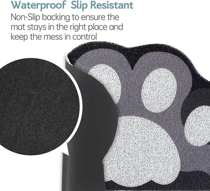 Cute Cat Litter Mat 24”x16”, Litter Box Mat, Litter Trapping Mat, Soft on Kitty Paws, Easy Clean, Anti Slip, Pet Accessories, Door Floor mats - Grey White60*40