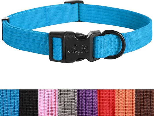 lynxking Dog Collar Soft Padded Breathable Cotton Solid Color Strong Adjustable Pet Collar for Little Puppy