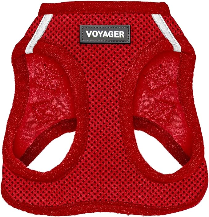 Best Pet Supplies Voyager Step-in Air Harness - All Weather Mesh, Reflective, No Pull Harness for Dogs, Cats - Secure with Hook & Loop Fastener, Buckle, Double D-Rings - Red, L
