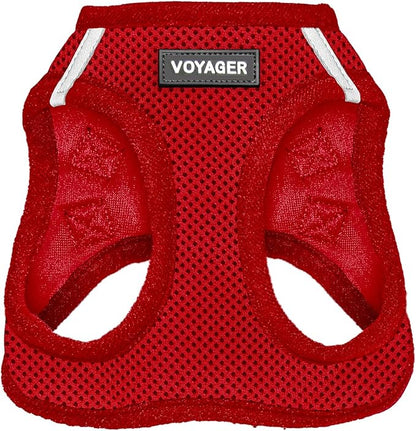 Best Pet Supplies Voyager Step-in Air Harness - All Weather Mesh, Reflective, No Pull Harness for Dogs, Cats - Secure with Hook & Loop Fastener, Buckle, Double D-Rings - Red, XS