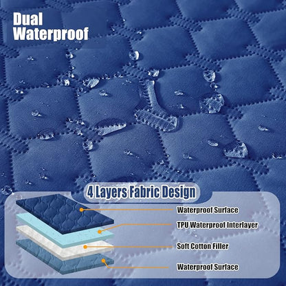 Smiry Waterproof Dog Bed Cover Blanket, Soft Reversible Pet Blanket, Washable Leakproof Cats Dogs Couch Cover for Sofa, Couch, Furniture (30x70 Inch, Navy/Blue)
