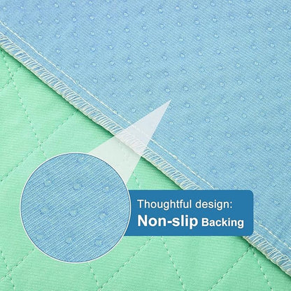 OUTCREATOR® Washable Bed Pads 34" x 76" (Pack of 2), Incontinence Mattress Protector, Anti-Slip Waterproof Underpads for Adults Kids Elderly Pets, Absorbency & Reusable Bedwetting Pads (Solid Green)