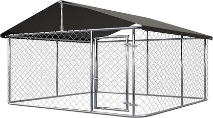 78"x 78" Outdoor Dog Enclosure Heavy Duty Dog Kennel House Mesh Dog Big Cage Pet Kennel Steel Fence with Secure Lock