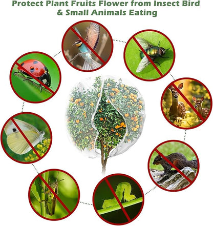 2 Pack 6 x 6.6 ft Large Fruits Tree Netting, Garden Mesh Insect Tree Cover with Zipper Drawstring Bird Barrier Net Plant Bags Blueberry Bushes Protection Cover for Prevent Animals Deer Squirrel Bug