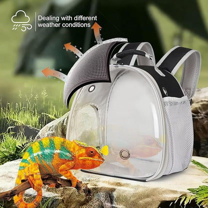Portable Travel pet Backpack Carrier with Self Warming Pet Bed Set, Guinea Pig Carrier for 2,Reptile Travel Carrier for Lizards Sugar Glider Hedgehog Rat Parrot Birds Breathable Hangbag