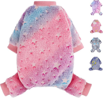 Dog Pajamas Small Girl Female, Warm Winter Extra Small Dog Clothes, Cute Fleece Puppy Sweater 4 Legs, Jumpsuit Soft Doggie Onesies Pet Apparel Outfits, Pink