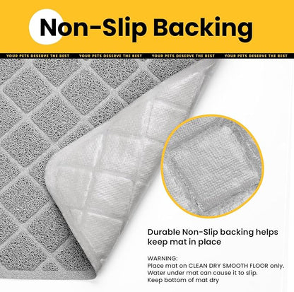 Cat Litter Mat Litter Trapping Mat, 40" x 28" Premium Durable PVC Grid Mesh with Scatter Control, Non-Slip, Less Waste Cat Litter Box Mat, Soft on Kitty’s Paws, Urine Waterproof