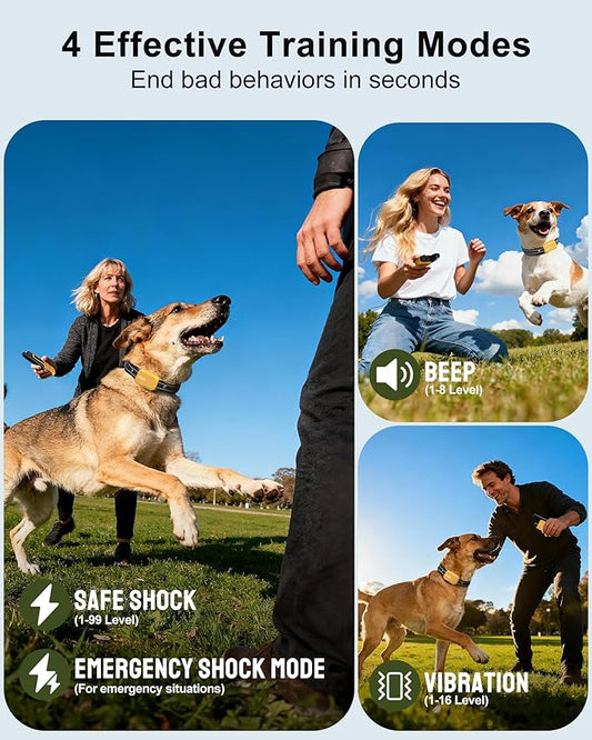 Jugbow Dog Shock Collar - 4500FT Dog Training Collar with Remote, IPX8 Waterproof Electric Dog Collar with 4 Training Modes, Security Lock, Rechargeable eCollar for 10-120lbs Dogs(Yellow)