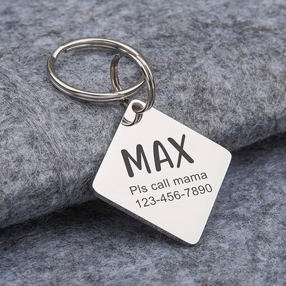 Anavia Personalized Pet ID Tags, Stainless Steel Glossy Laser Engraved Dog Cat Collar Name Tags, Multiple Colors Shapes Sizes (Diamond, Regular)