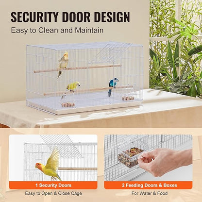 VEVOR 30-inch Flight Bird Cage, Stackable Bird Cage for Small Parrots Canaries Cockatiels Lovebirds Finches Budgies Conures Macaws Pet Travel Birdcage with Handle and Perches
