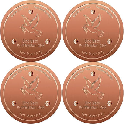 Bird Bath Copper Disk, Pure Copper Bird Bath Purification Disc, Save Cleaning Time, Chemical Free,Safe Natural Solution for Birdbaths Bowls&Waterfall Fountain, Year-Round Use (4 pcs)