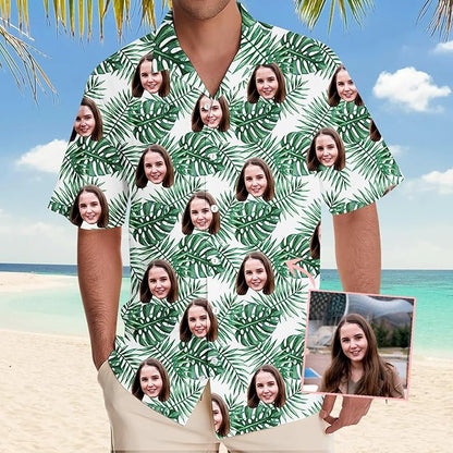 DILYPOD Custom Hawaiian Shirt with Face, Personalized Button Down Hawaiian Shirts for Men, Women, Photo Hawaiians Shirt