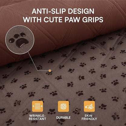 Luciphia 100% Waterproof Couch Cover Blanket for Dogs Anti-Slip Pet Couch Protector Sofa Mat Puppy Cat Blanket with Non-Slip Bottom, Coffee Brown, 68x82 Inch