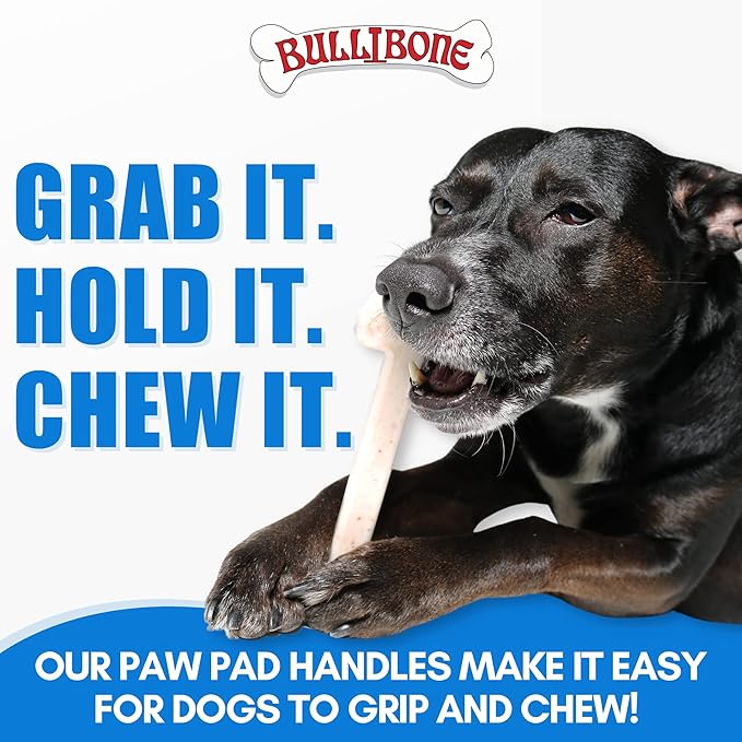 Bullibone Nylon Dog Chew Toy for Aggressive Chewers - Dental Hygiene Bone with Beef Flavor, Durable Tough Chew Toys for Large Dogs, Indestructible Dog Bone - Single