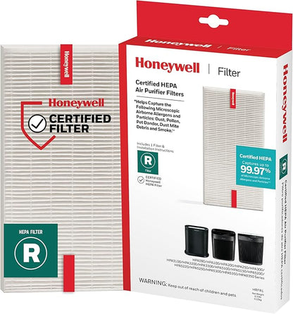 Honeywell HEPA Air Purifier Filter R, 1-Pack for HPA 100/200/300, 3000 and 5000 Series - Airborne Allergen Air Filter Replacement Targets Wildfire/Smoke, Pollen, Pet Dander, and Dust