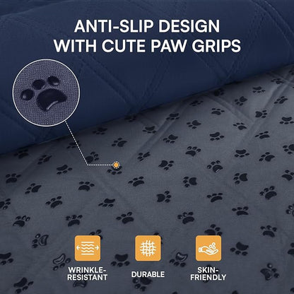 Luciphia 100% Waterproof Couch Cover Blanket for Dogs Anti-Slip Pet Couch Protector Sofa Mat Puppy Cat Blanket with Non-Slip Bottom, Navy Blue, 40x50 Inch