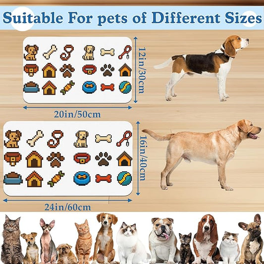 Dog Fun Pet Feeding Mat–Christmas Stocking Quick Dry Absorbent Dog Cat Food Mat, Non Slip Waterproof Bowl Placemat for Messy Eaters, Pet Accessories for Floors 12"x20"