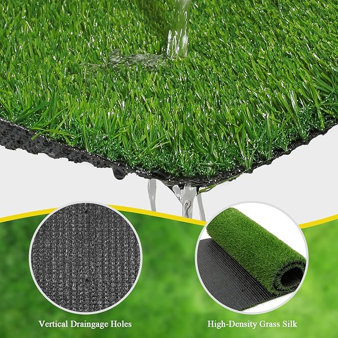 Bsmathom Artificial Grass Rug Indoor Outdoor Rug, 4x6Ft Artificial Grass Area Rug for Patio, Synthetic Artificial Grass Turf Fake Grass Rug with Drainage Holes for Balcony Garden Lawn Landscape