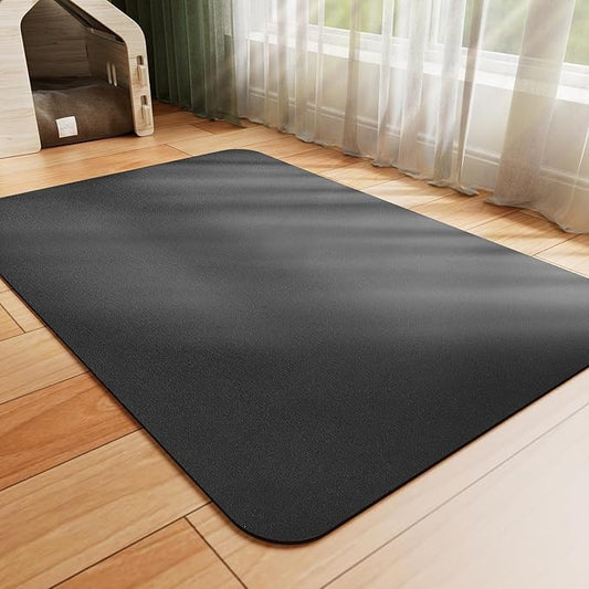 Dog Food Mat - Absorbent Cat Mat for Food and Water, No Stains Pet Feeding Bowl Mat, Easy to Clean Pet Placemats, Quick Dry Dog Water Dispenser Mat for Messy Drinkers | Black 16"x 24"