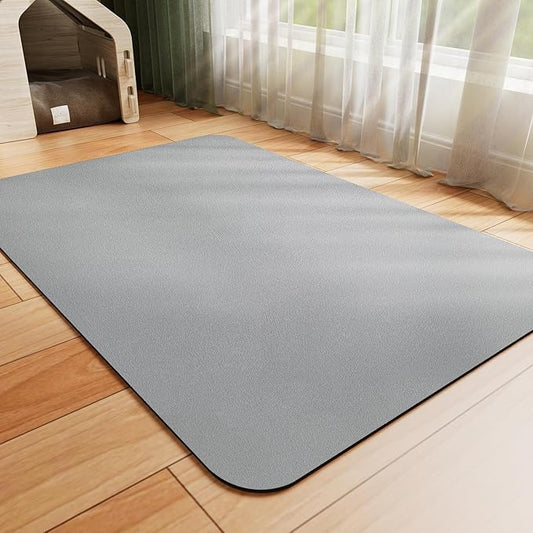 Dog Food Mat - Absorbent Cat Mat for Food and Water, No Stains Pet Feeding Bowl Mat, Easy to Clean Pet Placemats, Quick Dry Dog Water Dispenser Mat for Messy Drinkers | Grey 12"x 19"