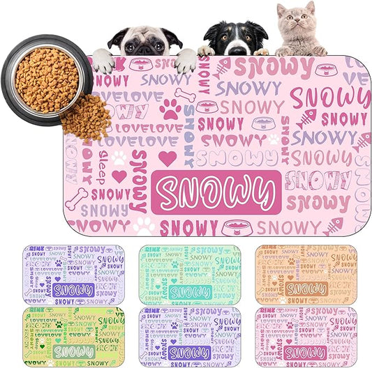 24" X16" Personalized Dog Cat Mat with Name Photo Custom Placemat Feeding Mats for Food and Water Customized Non-Slip Waterproof Doormat for Bowls Outdoor Indoor Floors Gifts for Pet Owner