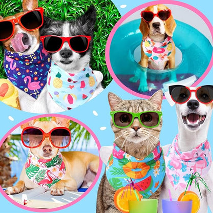 Sweetude 100 Pieces Dog Bandanas Bulk, Bandanas for Dogs Pet Triangle Scarf, Puppy Dog Kerchief Bibs for Medium Small Pets Costume Accessories (31.5 x 21.65 x 21.6 Inch)