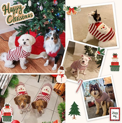 Dog Christmas Sweater Xmas Pet Clothes Cute Striped Santa Claus Costume Holiday Puppy Cat Jumpers Outfits New Year Gifts for Small Medium Large Dogs (XL, Red White Stripe Santa Claus)