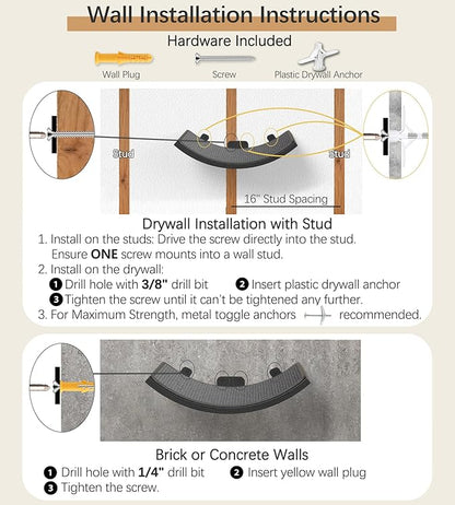 Gray Cat Wall Shelf with Grey Sisal Mat, Curved Cat Bed for Scratching and Resting, Wall Mounted Hammock for Large Cats