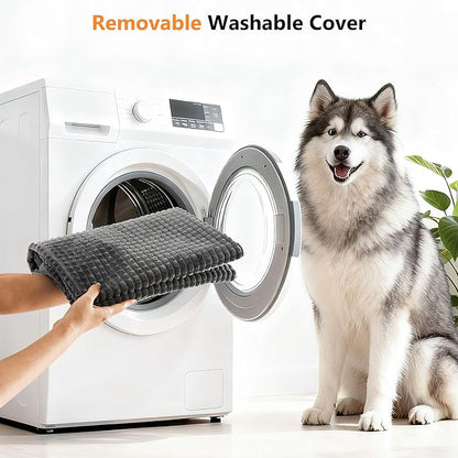 KISYYO Orthopedic XL Dog Beds for Extra Large Dogs with Removable Washable Cover and Removable Pillow for Crate,Waterproof Extra Large Dogs Mat, Grey, 41x27