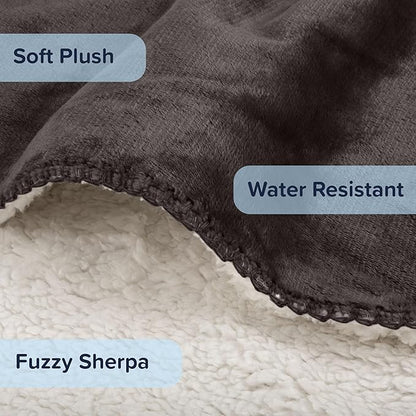 PETMAKER Dog Blanket - 80x100in Reversible Sherpa Blanket - Throw Blankets for Bed, Couch, or Car - Machine Washable Puppy Essentials (Charcoal)