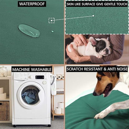 Dog Bed Cover Waterproof Replacement Machine Washable Covers for 44x44 Inch Dog Bed Heavy Duty Scratch Resistant Mattress Protector Pet Bed Round Dark Green Cover Only