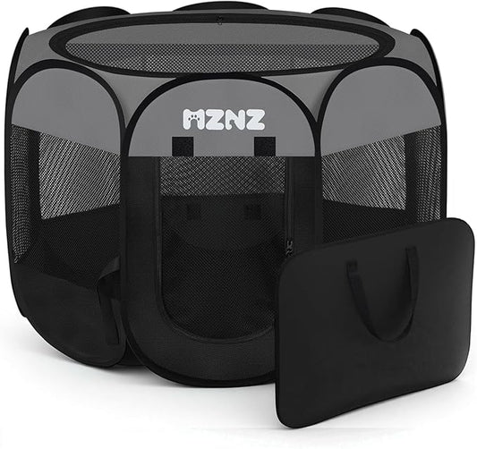 Dog Cat Playpen, Portable Puppy Pet Crate Indoor for Small Dogs Cats Rabbits, Foldable Dog Cage Enclosure for Outdoor, Pop Up Dogs Tent Kennel with Carrying Case, Dark Grey