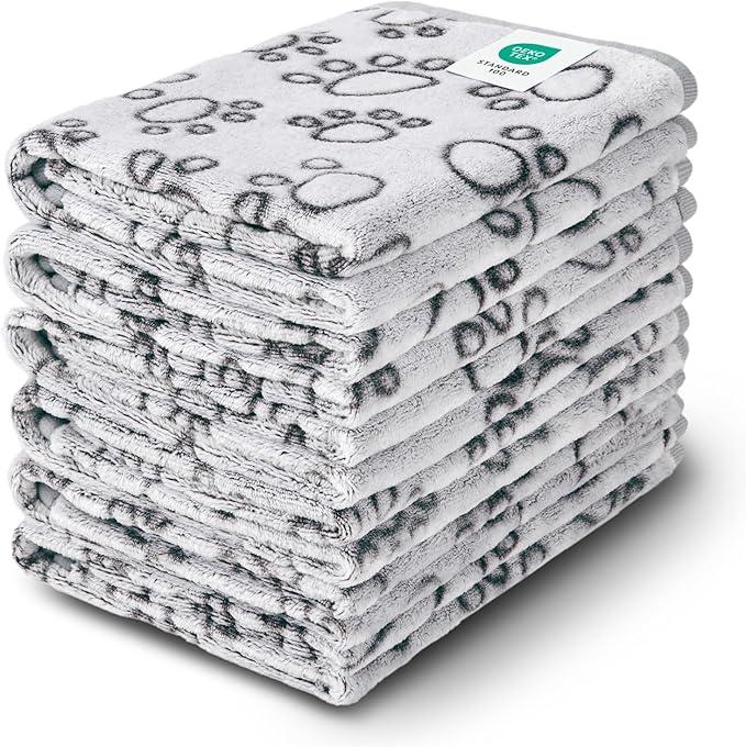 Luciphia 1 Pack 6 Dog Blankets Cat Soft Fluffy Fleece Pet Blanket Warm Cute Print Design Puppy Kitten Doggy Paw Grey Large(41"x31")