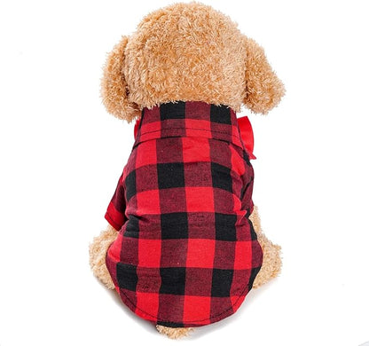 Tongcloud 3 Pack Plaid Puppy Cat Shirt - Cute Dog & Cat Shirts for Medium Dogs & Cats - Birthday Party & Holiday Photo