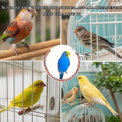 Bird Rope Perches, Parrot Toys, Bungee Rope Perches for Parrots, Cockatiels, Parakeets, Budgie Cages Comfy Birds (Metal Nut) - 41.34 inches