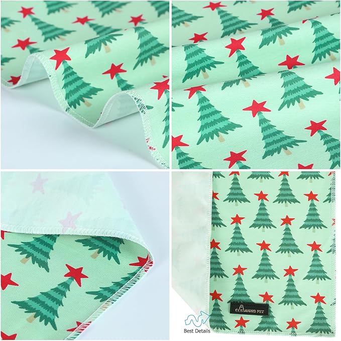 ARING PET Christmas Dog Bandanas, Green Christmas Tree Holiday Pet Bandana Scarf Triangle Bibs for Puppy Small Medium Large Boy Girl Dogs Cats-L
