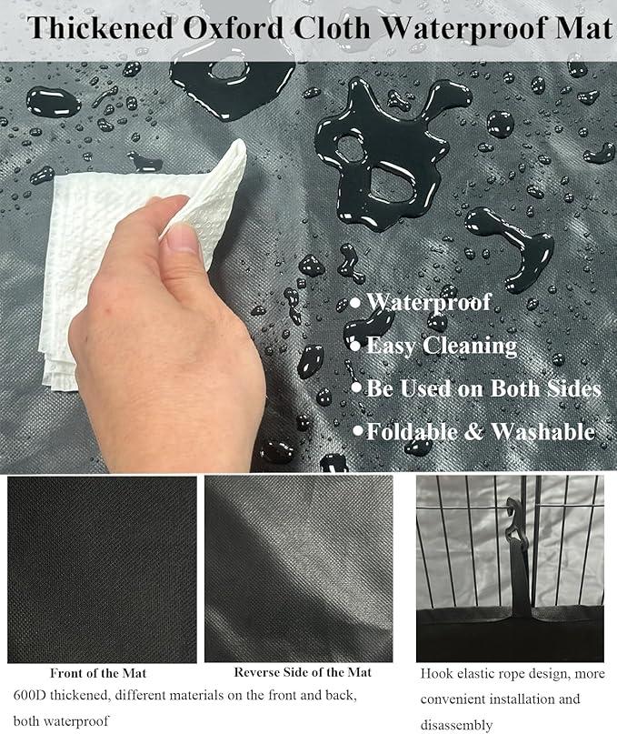 LANGXUN DIY Small Animal Playpen, Pet Playpen with Door and Waterproof Mat, Rabbit Guinea Pig Cages, Puppy Kitten Playpen | Indoor & Outdoor Portable Metal Wire Yard Fence, 12pcs Metal Pet Panels
