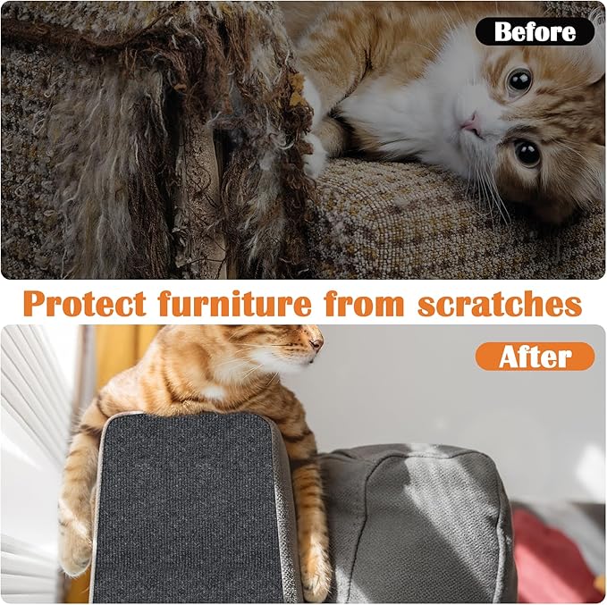 Cat Scratch Furniture Protector - 158" x 13.8" Trimmable Self-Adhesive Cats Claws Scratch Pads, DIY Cat Climbing Couch Protector for Scratch Post Cat Tree Replacement Indoor (Dark Gray)