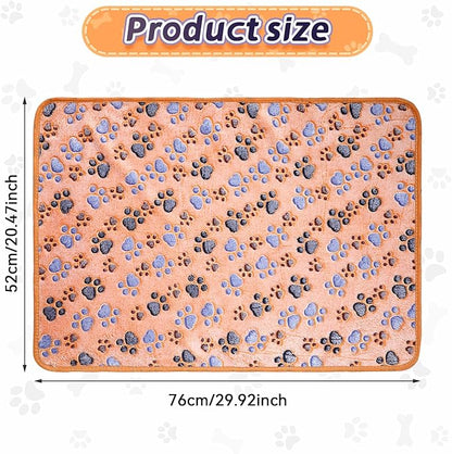 Tatuo 4 Pcs Dog Blanket for Pet Cat Blankets Indoor Puppy Teething Stuff Toys Paw Print Fleece Soft Blanket Sleep Mat for Guinea Pig Cage(Coffee,Medium(30 x 20.5 Inch),Square)