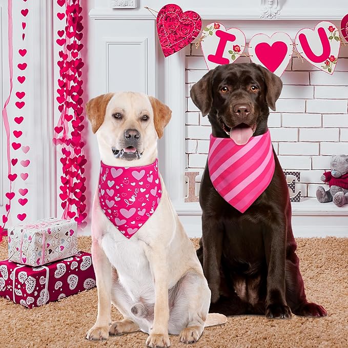 Valentines Dog Bandana St Patricks Day and Easter Dog Bandana XLarge 3PCS, Colorful Scarf for Boy and Girl, Triangle Reversible Bibs.