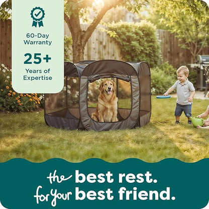 FurHaven Portable Pet Playpen for Dogs & Cats, Foldable Kitten Playpen with Mesh Sides, Pop Up Travel Dog Pen, Large, Green & Pink
