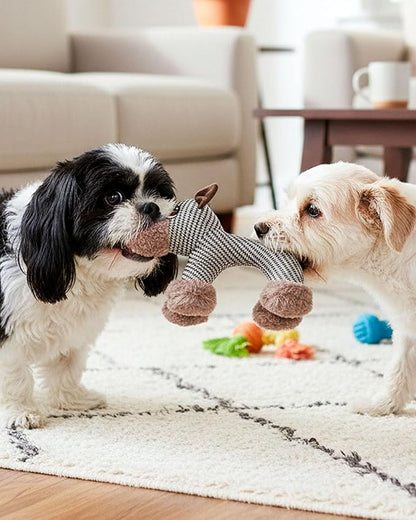 Linen Safari Companions - Linen Dog Toy, Chew-Resistant Natural Linens Squeaky Safari Animal for Small to Medium Dogs, Helps Reduce Destructive Chewing for Indoor Play and Boredom Relief (Monkey)