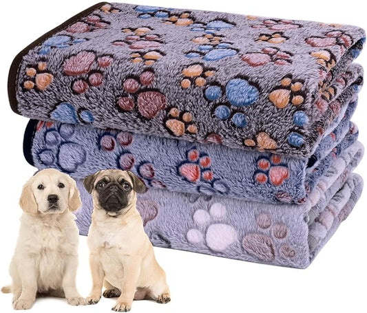 Dono 1 Pack 3 Pink Dog Blankets for Small Dogs, Soft Fluffy Paw Print Pattern Fleece Pet Blanket Warm Sleep Mat, Puppy Kitten Blanket Doggy Mat for Small Dogs Girl -23 * 16in