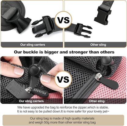 FDJASGY Pet Sling Carrier for Small Dogs Cats,Breathable Mesh Travelling Hand Free Puppy Backpack with Pouch and Adjustable Strap Carrier